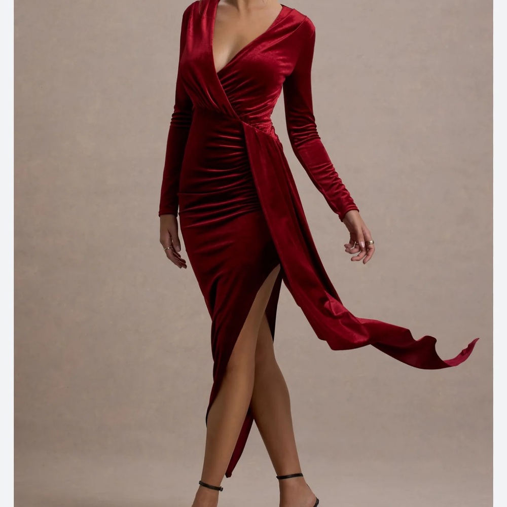 Elegant Red Wrap Dress